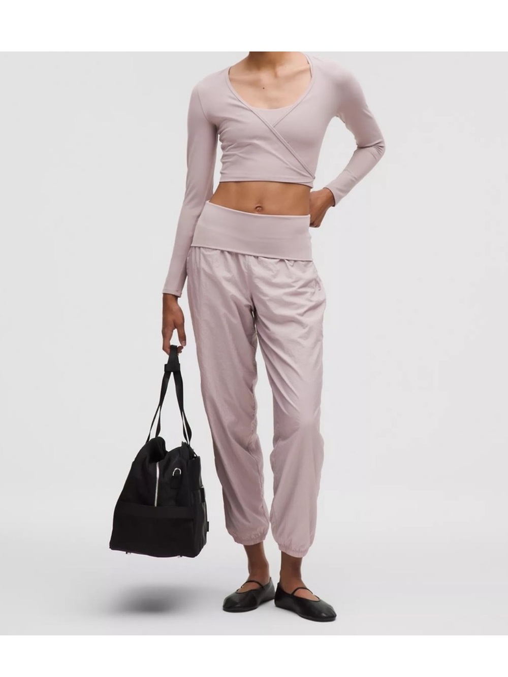 Lululemon Lightweight Foldover Waist Joggers Mauve Grey Size Medium